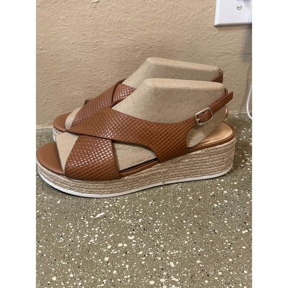 Alex‎ Marie Women’s 9M Sweet Caramel Wedge Espadrille Platform Sandals - Picture 1 of 9